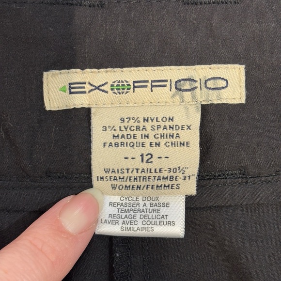 Exofficio Black Cargo Pants Nylon Stretch 12 Wide Leg - Picture 4 of 8